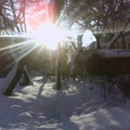 Солнце и зимний двор.