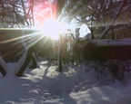 Солнце и зимний двор.